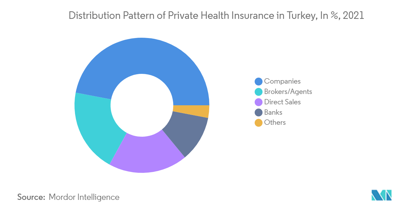 トルコの医療保険市場-民間医療保険の分布パターン（単位：%、2021年