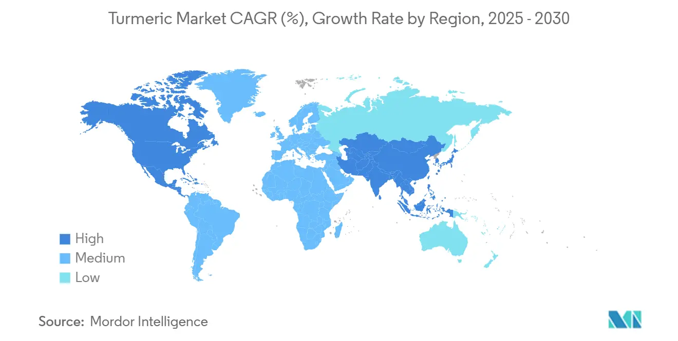 Market Analysis of Turmeric Market: Forecasted Growth Rate by Region