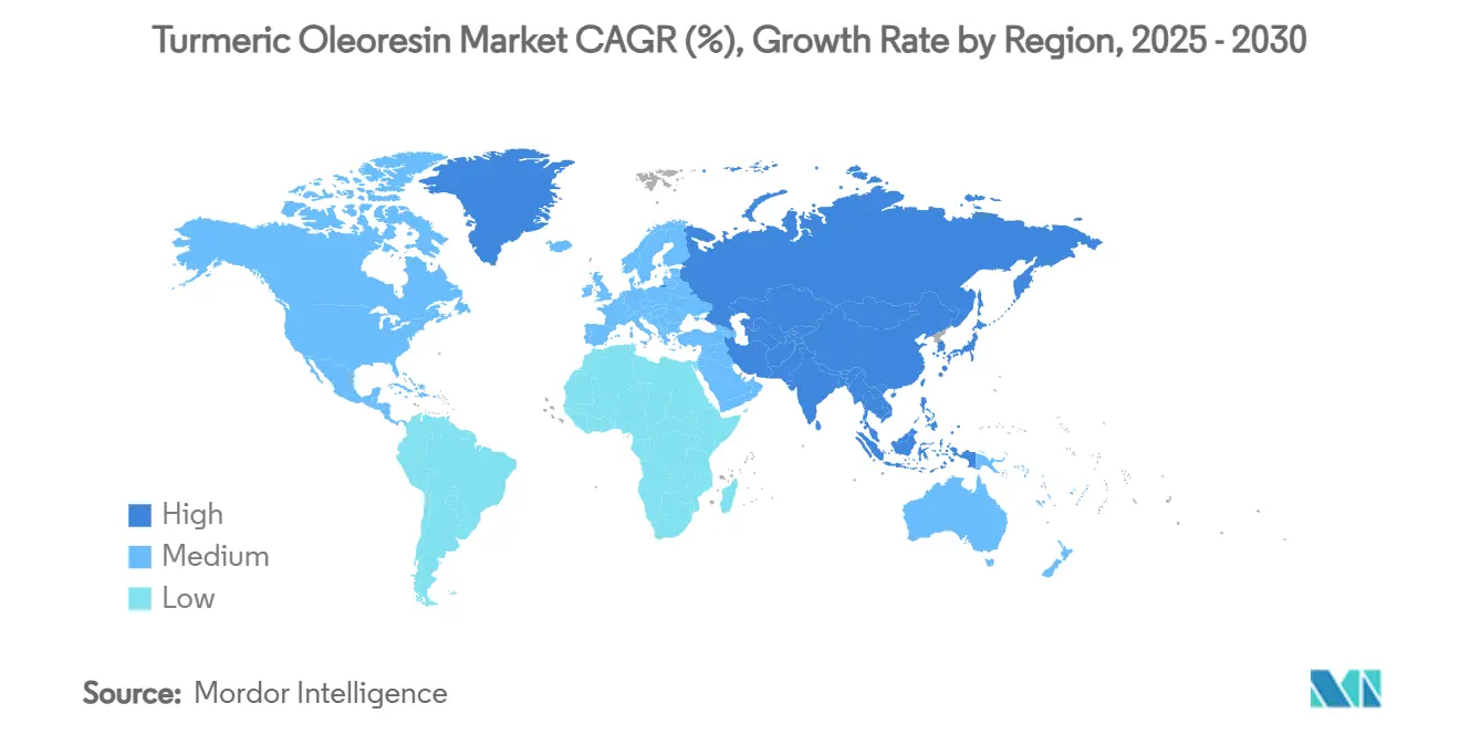 강황 올레오레진 바카라사이트 순위 CAGR(%), 지역별 성장률