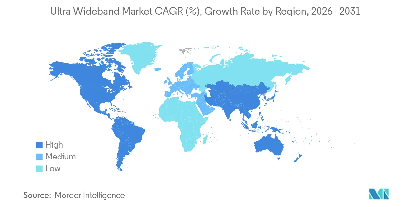 Ultra Wideband Market CAGR (%), Growth Rate by Region