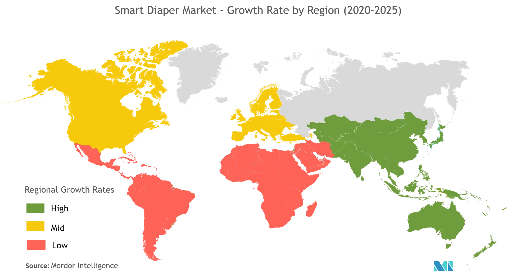 Thị trường tã thông minh - Tốc độ tăng trưởng theo khu vực