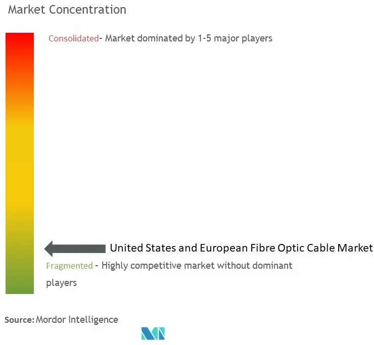 米国およびヨーロッパの光ファイバー ケーブル市場集中度