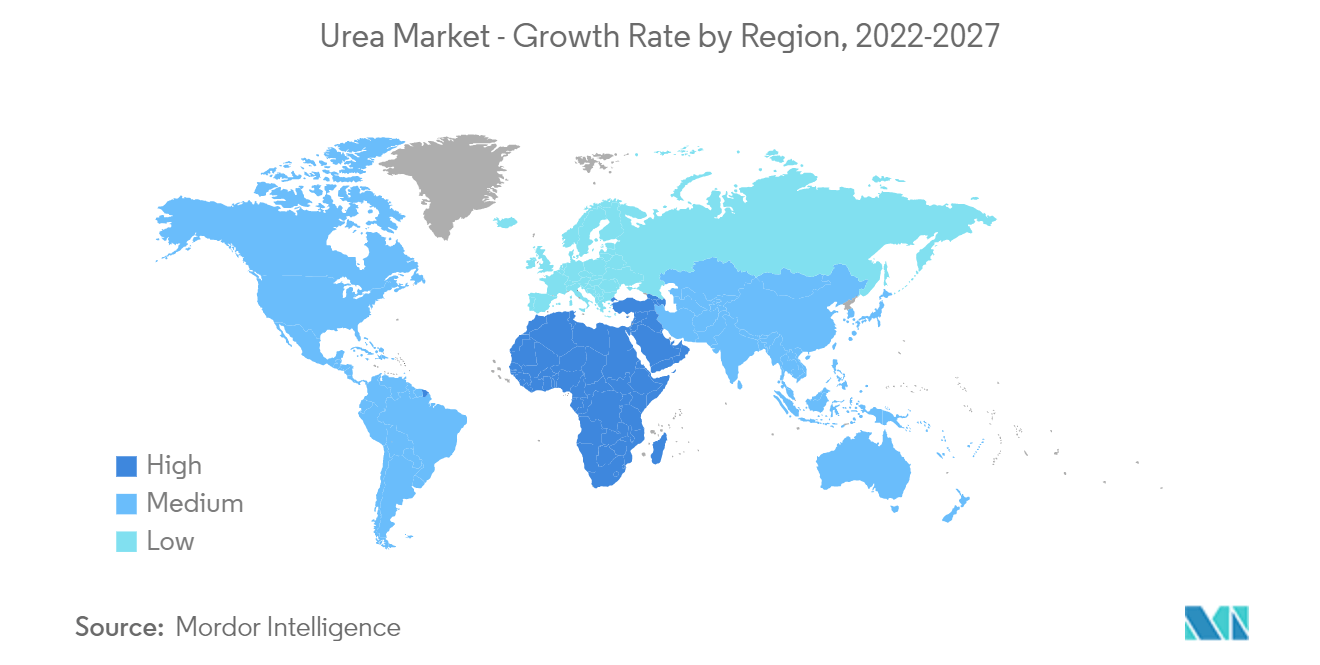 Urea Market - Growth Rate by Region, 2022-2027
