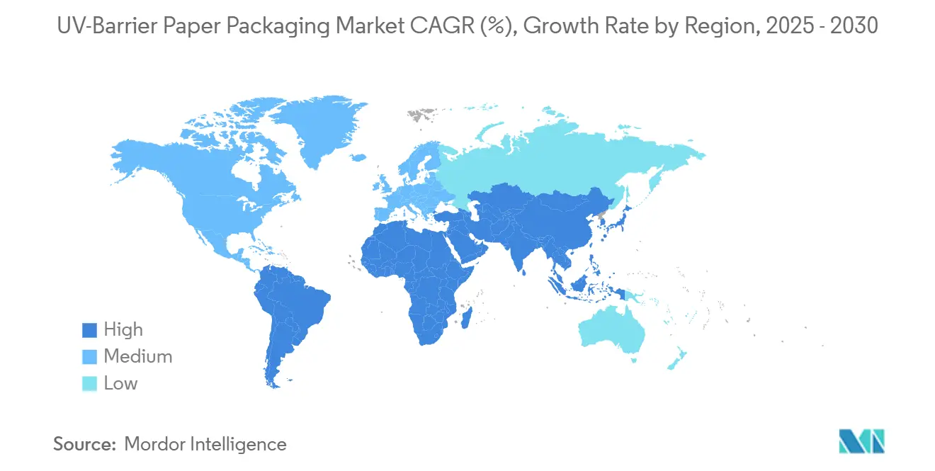 UV 바카라사이트 목록지 포장 시장 CAGR(%), 지역별 성장률