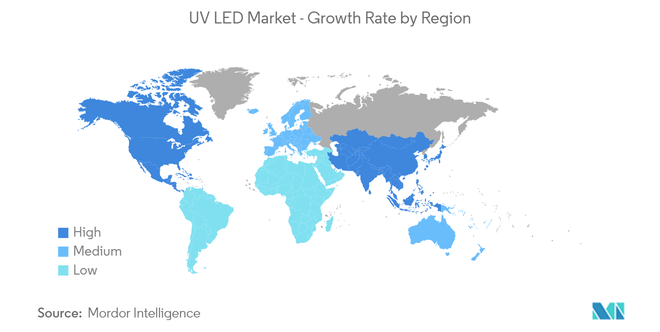 Mercado LED UV – Tasa de crecimiento por región