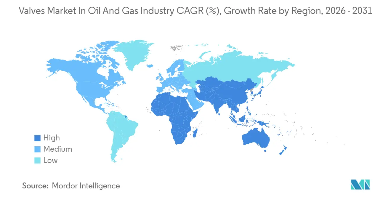 Valves Market In Oil And Gas Industry CAGR (%), Growth Rate by Region