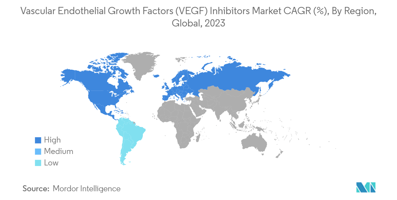 Vascular Endothelial Growth Factors (VEGF) Inhibitors Market CAGR (%), By Region, Global, 2023