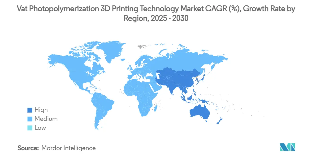 Vat Photopolymerization 3D Printing Technology Market CAGR (%), Growth Rate by Region