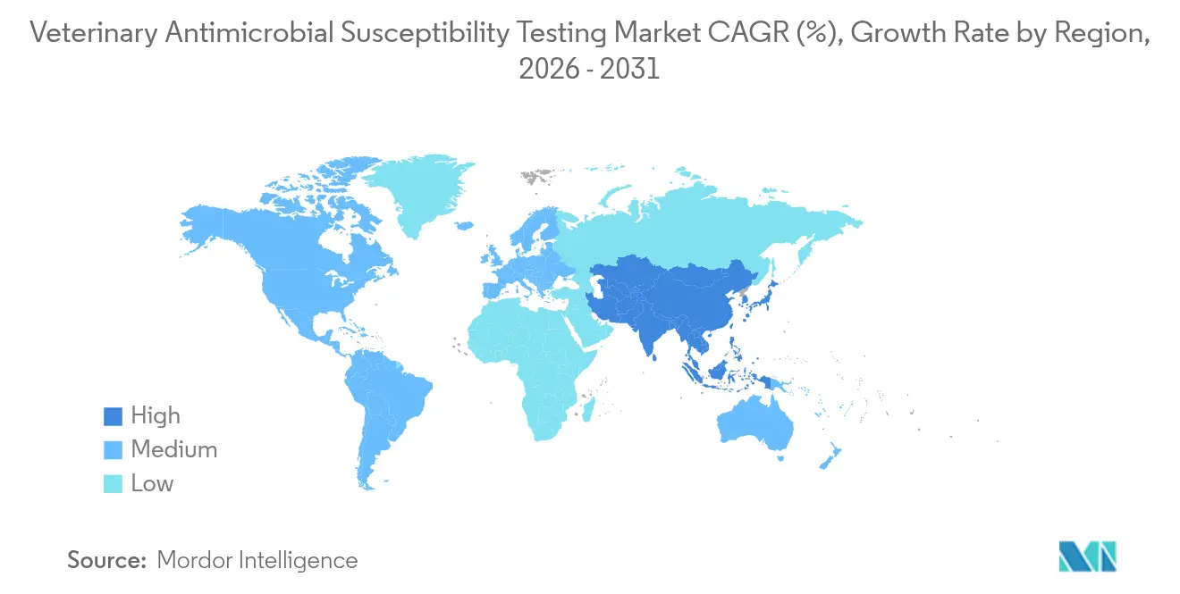 Veterinary Antimicrobial Susceptibility Testing Market CAGR (%), Growth Rate by Region