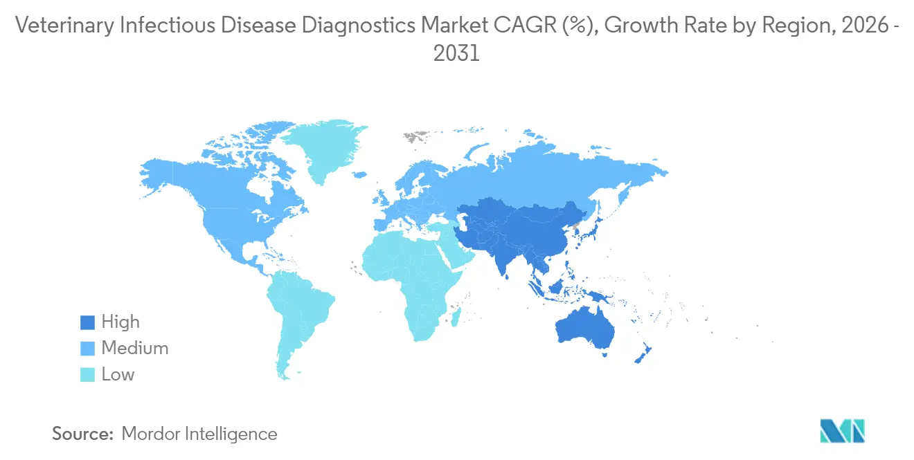 Veterinary Infectious Disease Diagnostics Market CAGR (%), Growth Rate by Region
