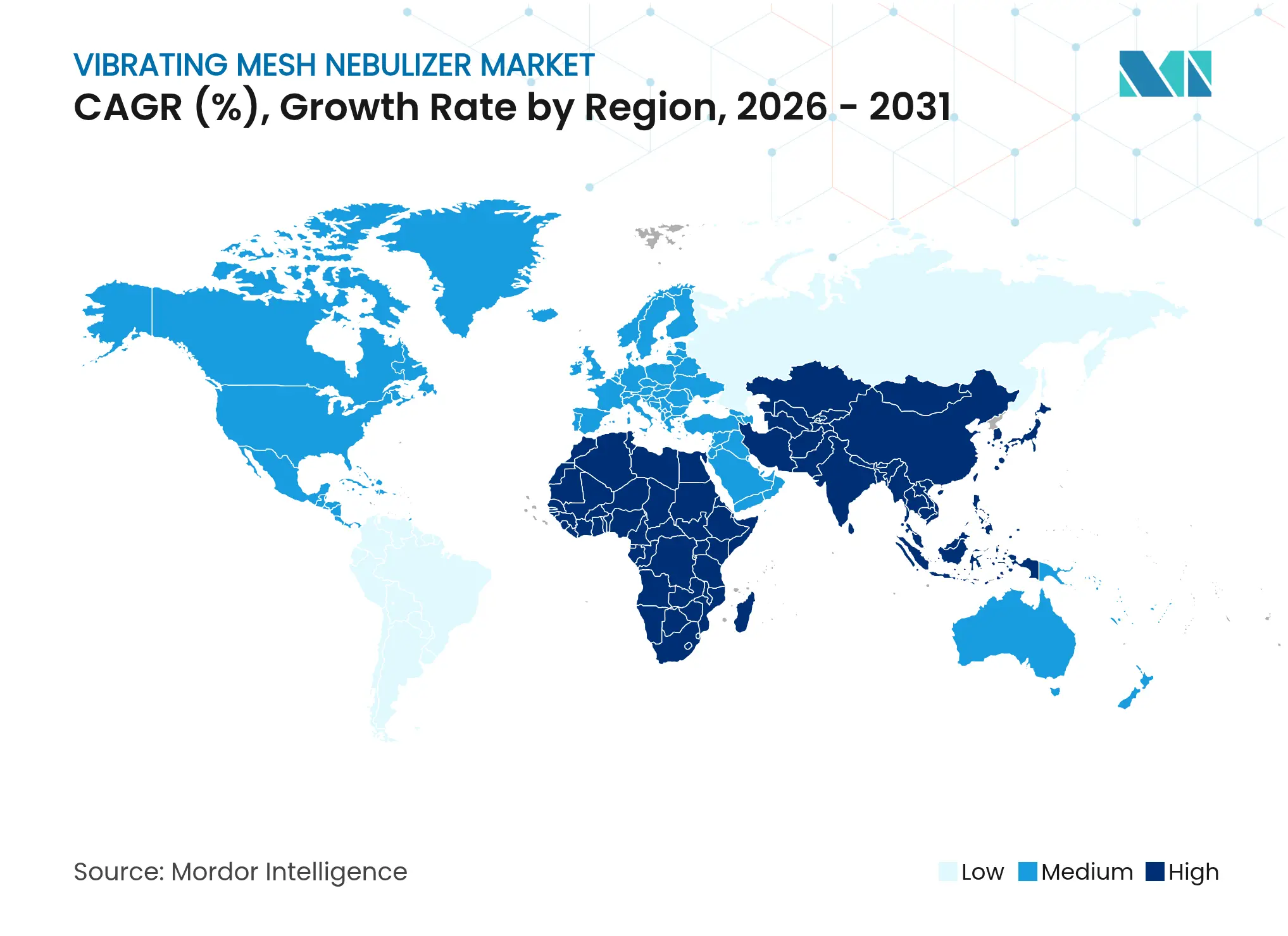 진동 메시 분무기 시장 CAGR(%), 지역별 성장률