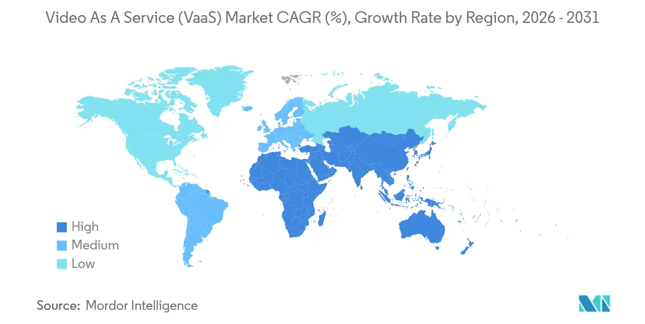 Video As A Service (VaaS) Market CAGR (%), Growth Rate by Region