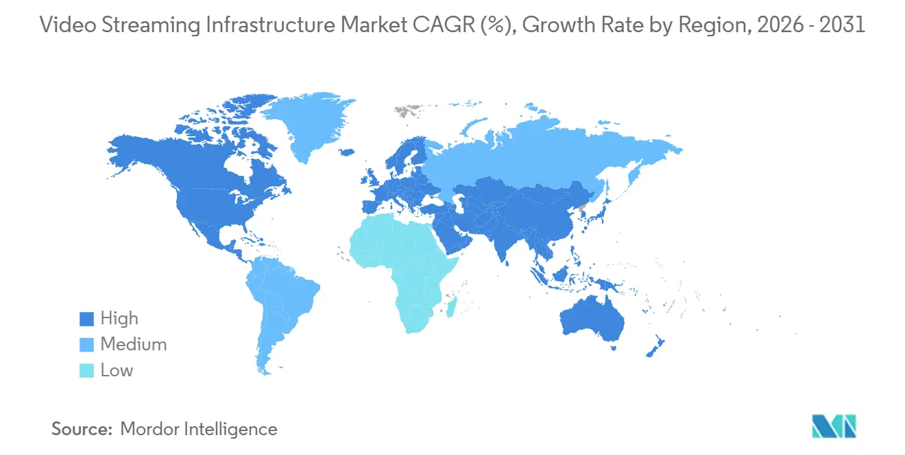 Video Streaming Infrastructure Market CAGR (%), Growth Rate by Region
