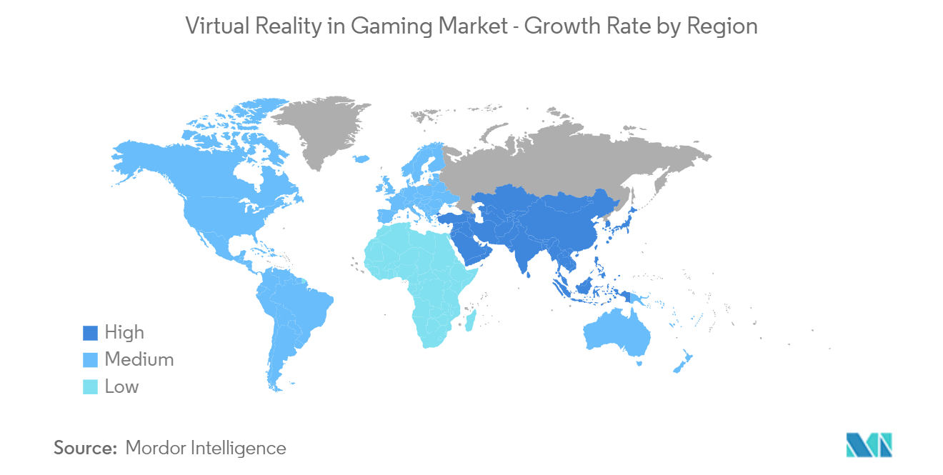 ゲームにおけるVR市場：地域別成長率