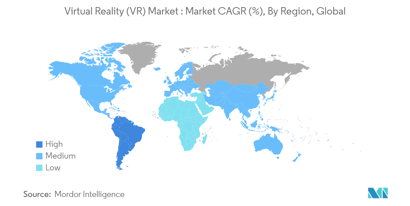 Virtual Reality (VR) Market : Market CAGR (%), By Region, Global