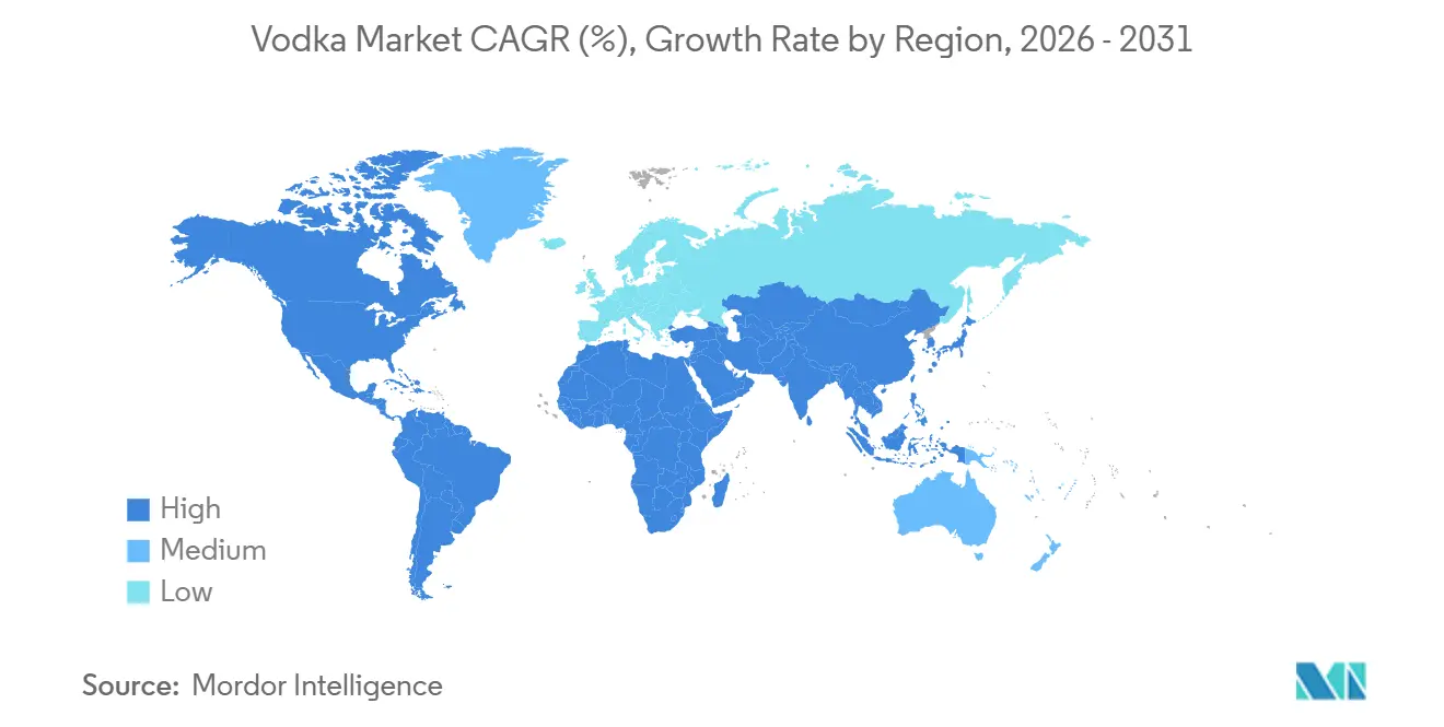 Vodka Market CAGR (%), Growth Rate by Region