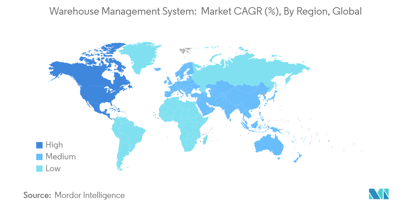 Warehouse Management System:  Market CAGR (%), By Region, Global