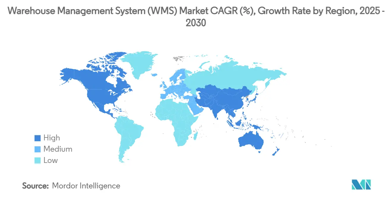 Warehouse Management System (WMS) Market CAGR (%), Growth Rate by Region