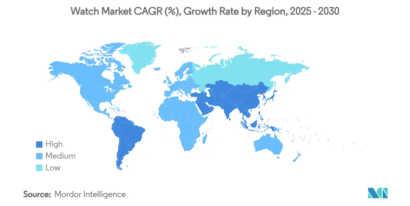 Watch Market CAGR (%), Growth Rate by Region
