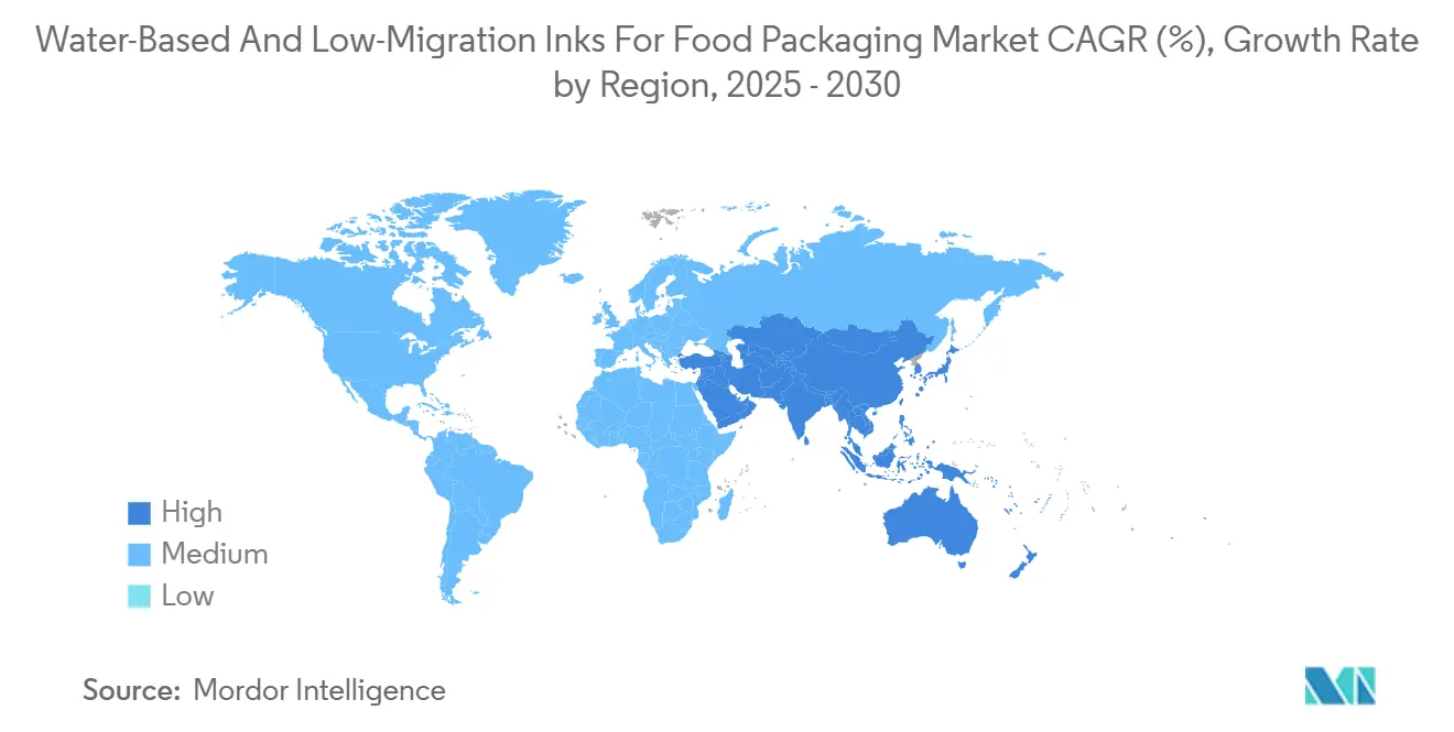 Water-Based And Low-Migration Inks For Food Packaging Market CAGR (%), Growth Rate by Region