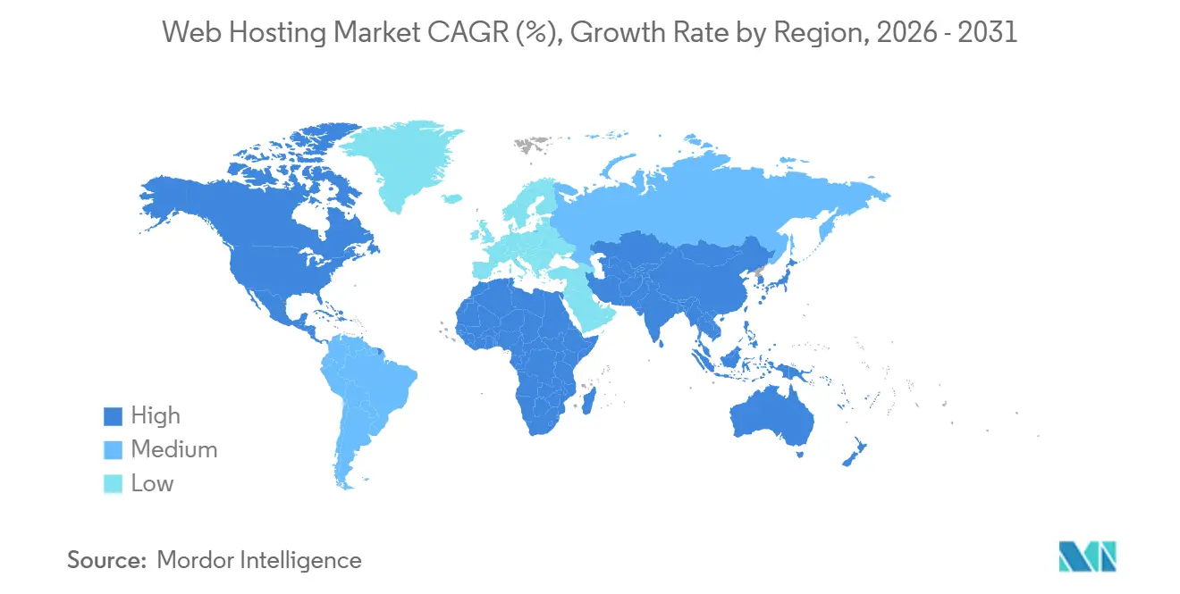 Web Hosting Market CAGR (%), Growth Rate by Region