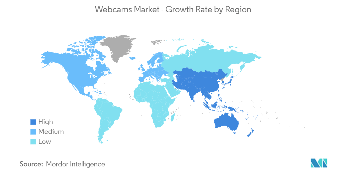 Рынок веб-камер - темпы роста по регионам