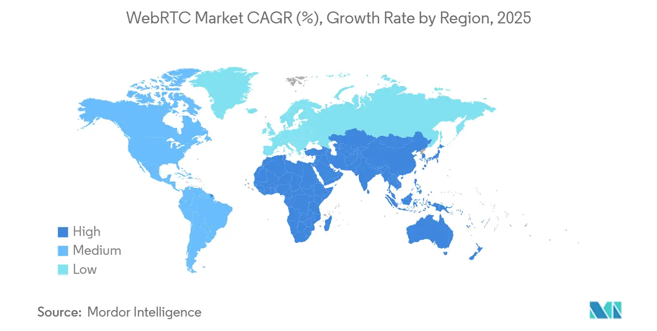 WebRTC Market CAGR (%), Growth Rate by Region