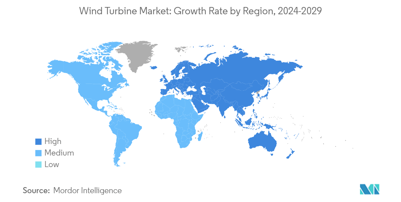 风力涡轮机市场 - 按地区划分的增长率