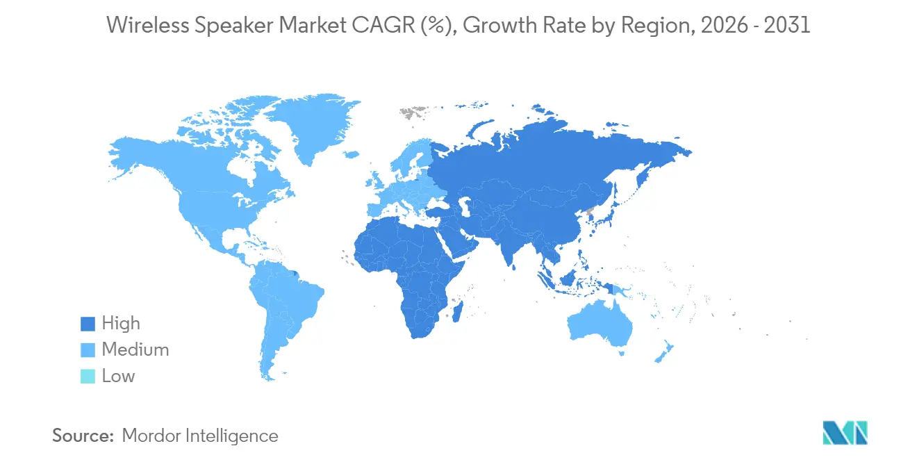 Wireless Speaker Market CAGR (%), Growth Rate by Region