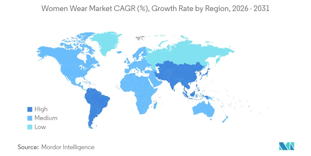 Women Wear Market CAGR (%), Growth Rate by Region