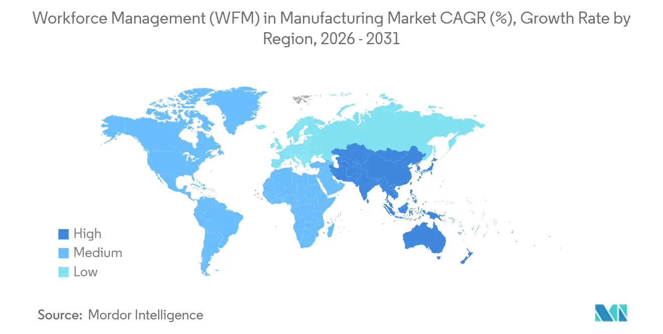 Workforce Management (WFM) in Manufacturing Market CAGR (%), Growth Rate by Region