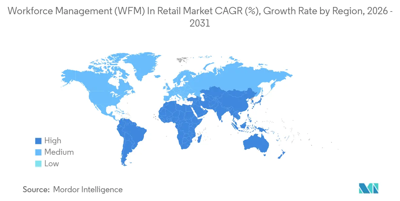 Workforce Management (WFM) In Retail Market CAGR (%), Growth Rate by Region