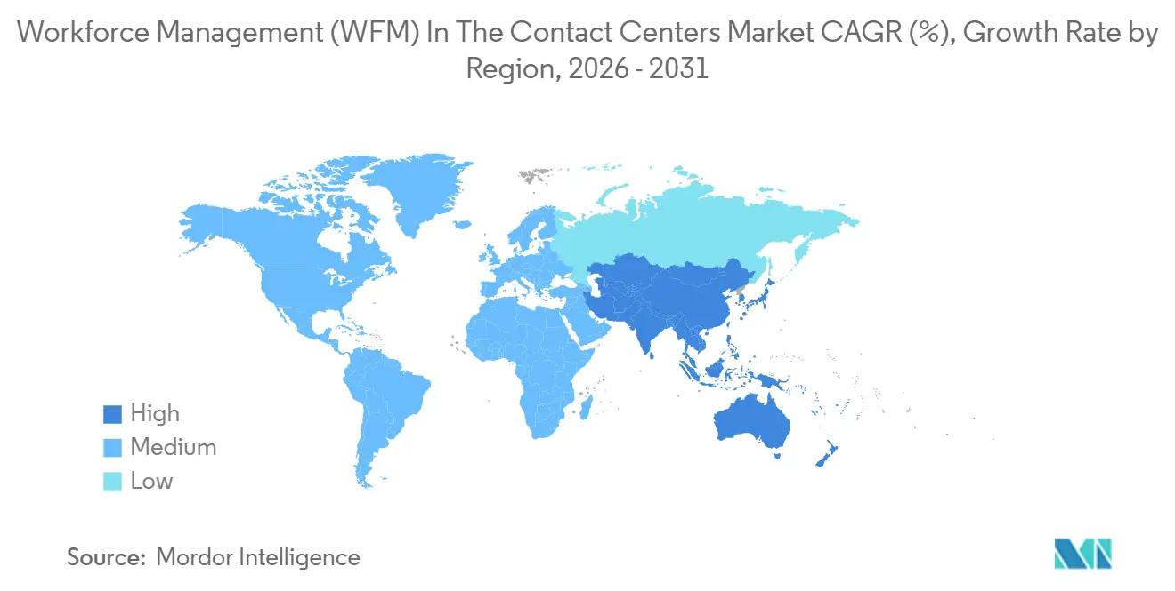Workforce Management (WFM) In The Contact Centers Market CAGR (%), Growth Rate by Region