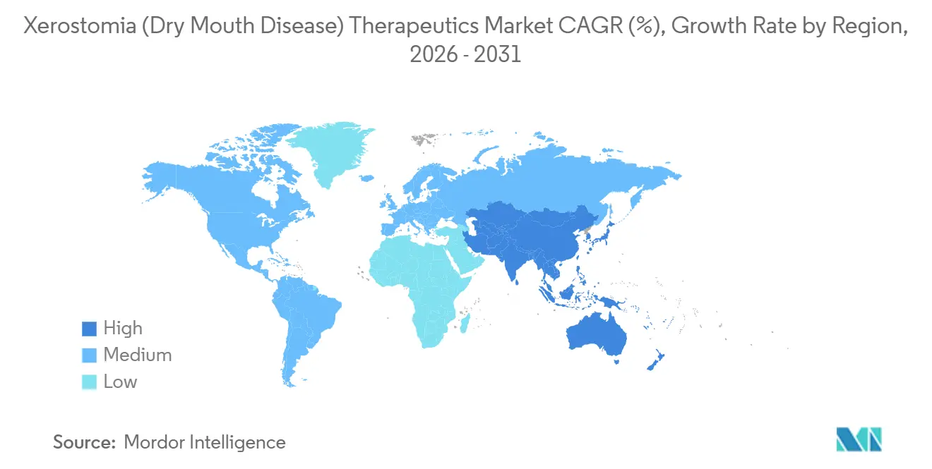 Xerostomia (Dry Mouth Disease) Therapeutics Market CAGR (%), Growth Rate by Region